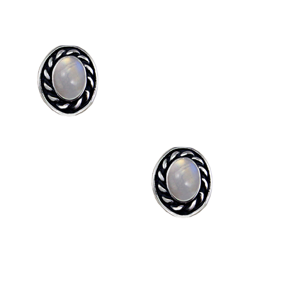Sterling Silver Little Rainbow Moonstone Post Stud Earrings
